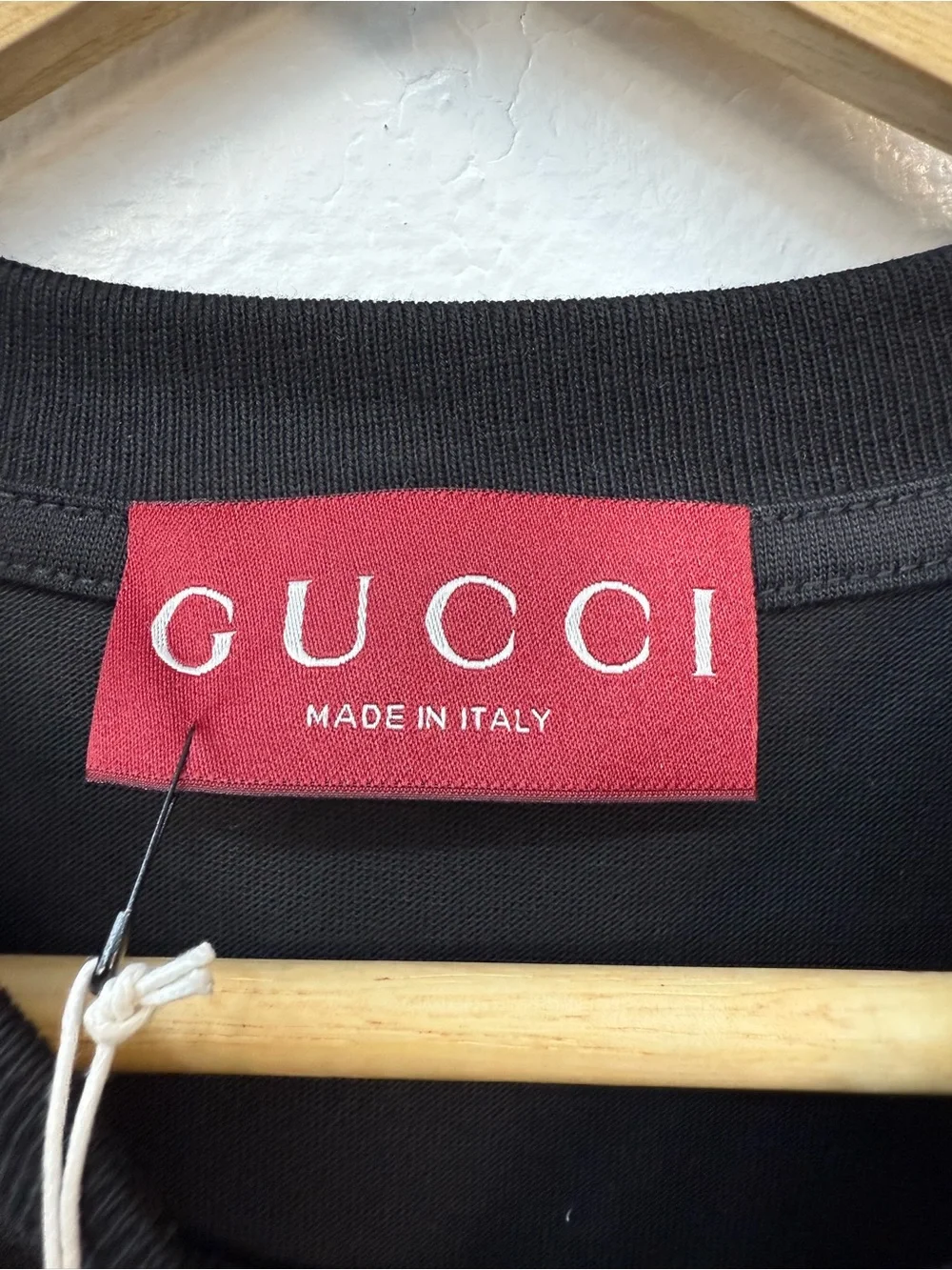 Gucci Black Logo Short-Sleeve Tee with Silver Graphic